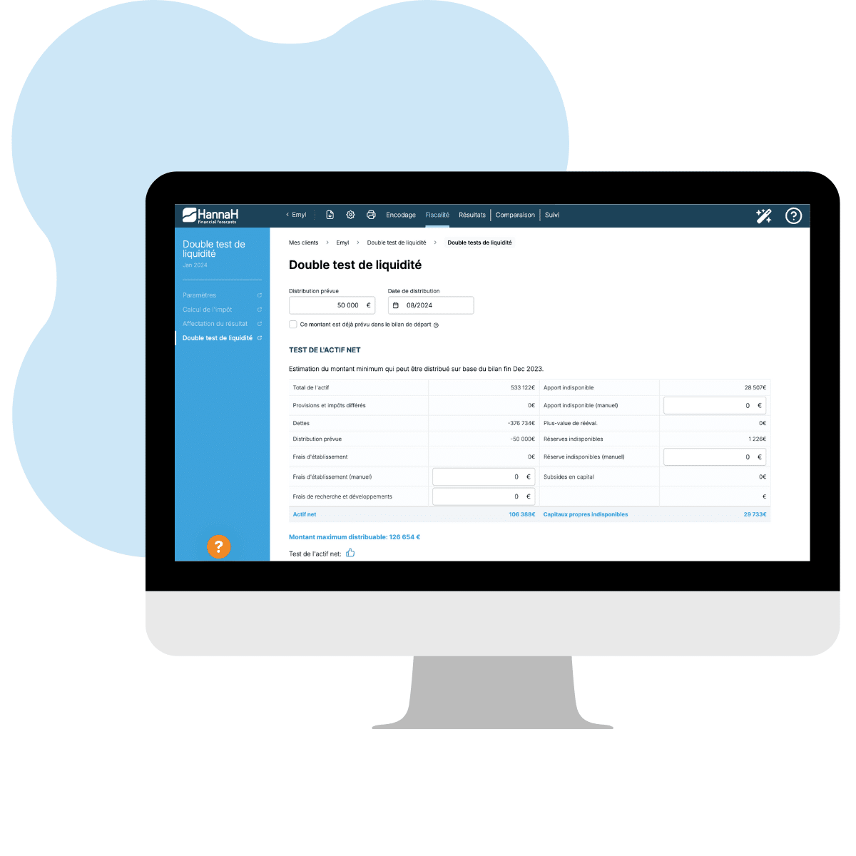 Double test - test actif net
